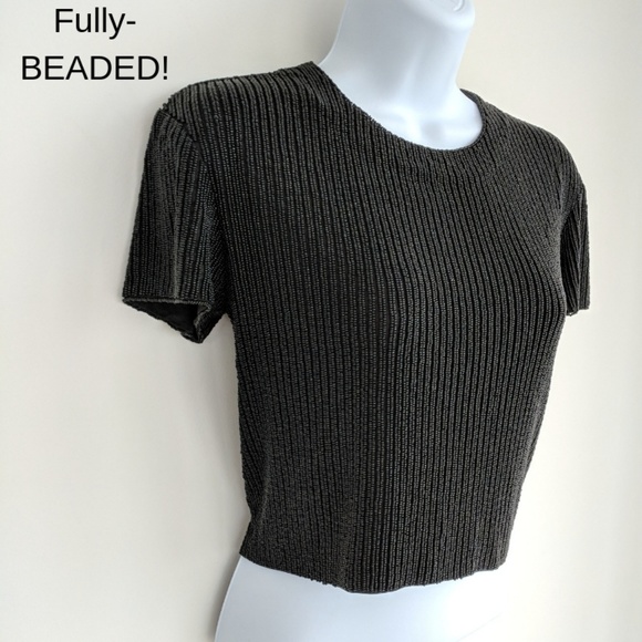 Tops - Black beaded top S